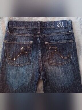 Rock & Republic Dark Wash Boot Cut Jeans with Signature Back Pockets Sz 6